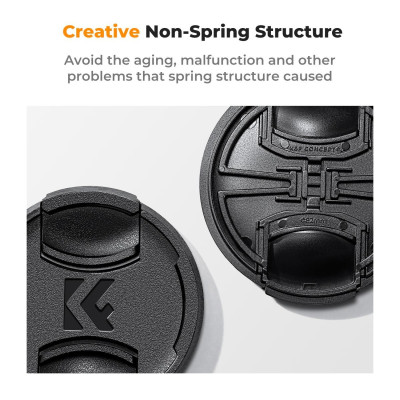 Avatar Shop|K&F Concept Kit Capace Obiectiv 82mm, 3 Capace Snap-On Logo KF, 3 Snururi Anti-Pierdere, 3 Lavete Microfibra|K&F Concept
