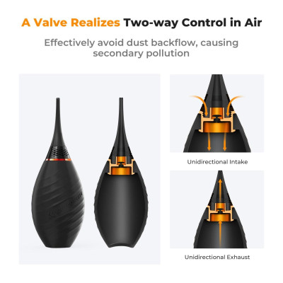 Avatar Shop|K&F Blower de Aer, Duza Lunga, Valva Bidirectionala, Material Silicon Negru, Flux de Aer Puternic, Design Ergonomic Anti-Praf|K&F Concept