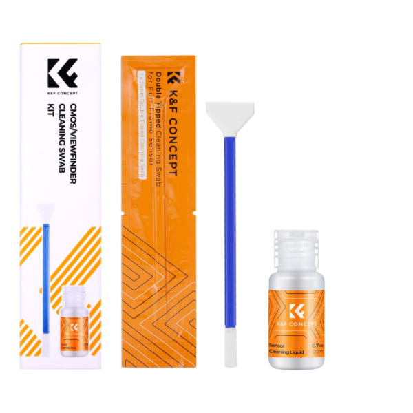 K&F Concept Kit Curatare 2-in-1, 24mm Full Frame, 5 Bete Curatare, 20ml Lichid, Pentru Senzor si Vizor