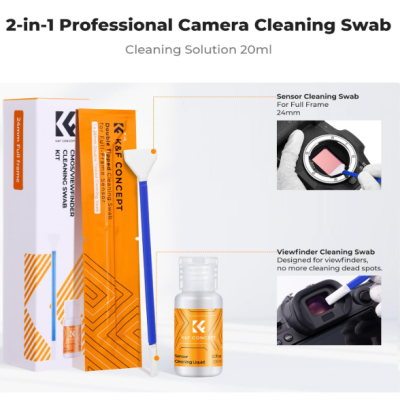 Avatar Shop|K&F Concept Kit Curatare 2-in-1, 24mm Full Frame, 5 Bete Curatare, 20ml Lichid, Pentru Senzor si Vizor|K&F Concept