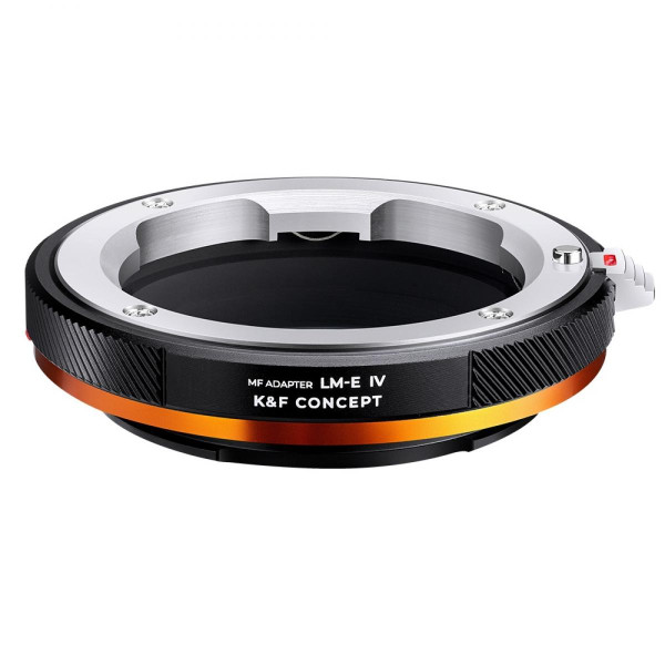 K&F Concept L/M-E IV PRO Adaptor Montura, Leica M la Sony E, Aliaj Cupru-Aluminiu, Logo Punct Rosu, Control Manual