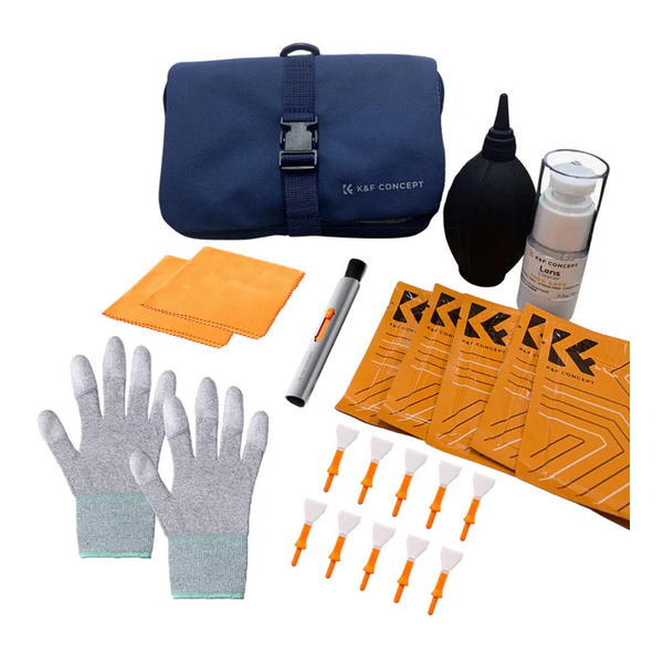 K&F Concept Kit Curatare 23-in-1 pentru Camera, Stilou Curatare, Lichid Curatare 15ml, Laveta Curatare, Manusi Antistatice