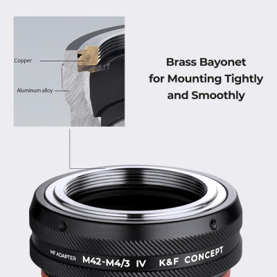 Avatar Shop|K&F Concept M10126 Inel Adaptor Obiectiv M42-M4/3 IV Pro, Precizie Inalta, Anti-Reflexie, Aliaj Aluminiu-Magneziu|K&F Concept