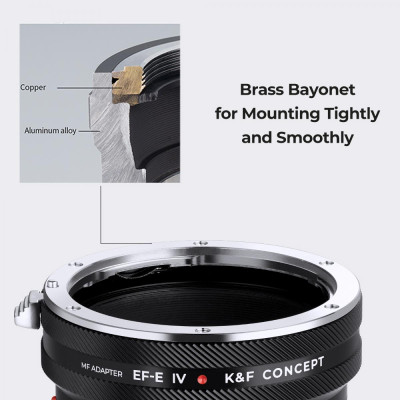 Avatar Shop|K&F Concept M12106 Adaptor Canon EF la Sony E, Aliaj Aluminiu-Magneziu, Control Manual, Focalizare la Infinit|K&F Concept