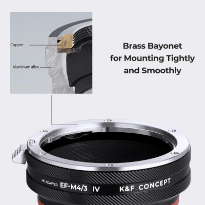 Avatar Shop|K&F Concept KF-M12126 Adaptor Obiectiv Canon EF la M4/3, Precizie Inalta, Anti-reflexie, Aliaj Aluminiu-Magneziu|K&F Concept