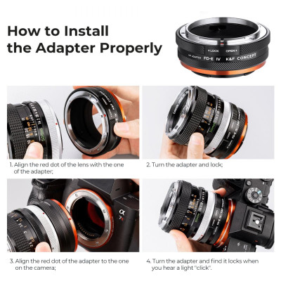 Avatar Shop|K&F Concept KF-M18106 Inel Adaptor Obiectiv, Canon FD/FL la Sony E, Anti-reflex, Aliaj Aluminiu-Magneziu, Focalizare Infinit|K&F Concept