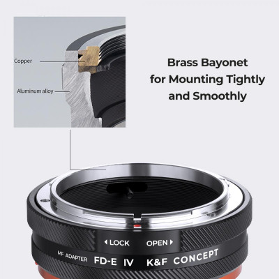 Avatar Shop|K&F Concept KF-M18106 Inel Adaptor Obiectiv, Canon FD/FL la Sony E, Anti-reflex, Aliaj Aluminiu-Magneziu, Focalizare Infinit|K&F Concept