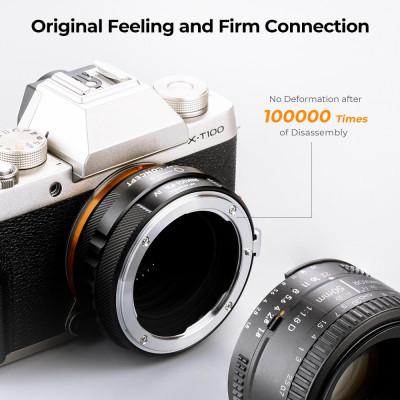 Avatar Shop|K&F Concept KF-M18116 Inel Adaptor Obiectiv Nikon F/D/G la Fuji X, IV PRO, Focalizare Infinit, Aliaj Aluminiu-Magneziu|K&F Concept