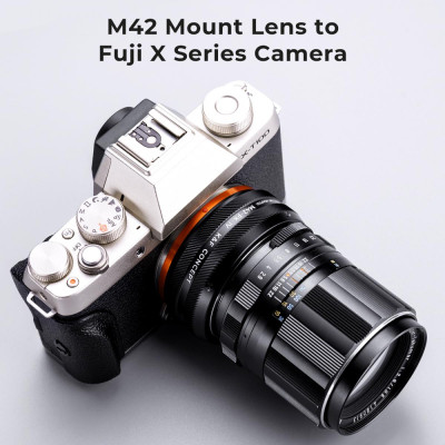 Avatar Shop|K&F Concept M42-FX IV PRO Adaptor Montura, Pentru Obiective M42 la Fuji X, Aliaj Aluminiu-Magneziu, Focalizare la Infinit|K&F Concept