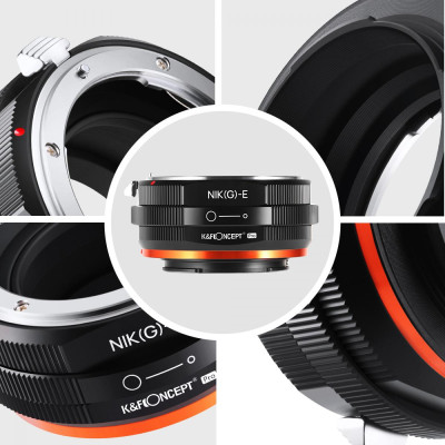 Avatar Shop|K&F Concept Adaptor Montura Nikon G/F/AI la Sony E-mount, Aluminiu Anodizat, Vopsea Mata Anti-Reflexie, Focalizare Manuala|K&F Concept