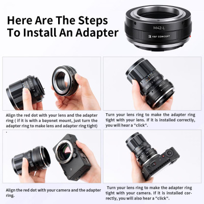 Avatar Shop|K&F Adaptor Montura Obiectiv M42-L, Focalizare Manuala, Constructie Metalica de Precizie, Compatibil Camere L-Mount|K&F Concept