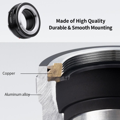 Avatar Shop|K&F Adaptor Montura Obiectiv M42-L, Focalizare Manuala, Constructie Metalica de Precizie, Compatibil Camere L-Mount|K&F Concept