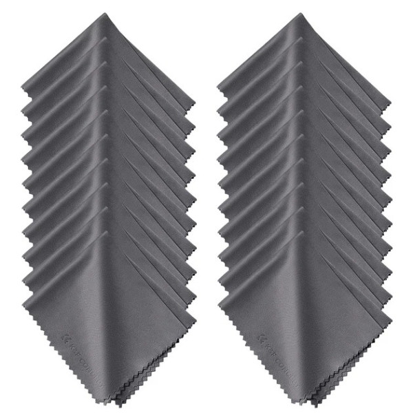 K&F Concept Set 10 Lavete Microfibra Curatare, 15x18cm, Gri, Margini Termosudate, Reutilizabile