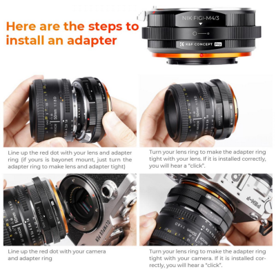 Avatar Shop|K&F KF M18125 Adaptor Montura Obiectiv, Nikon G la Micro Four Thirds, Constructie Metalica, Focus la Infinit, Fara Contacte|K&F Concept
