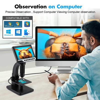 Avatar Shop|K&F Microscop Digital LCD, Display IPS 7 Inch, Rezolutie 1080P, Marire 50x-2000X, Lentile Duble, Camera 12MP|K&F Concept