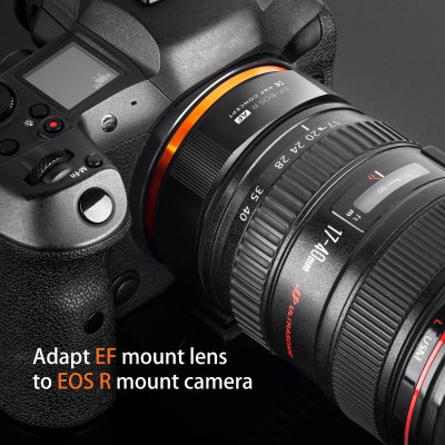 Avatar Shop|K&F Concept Adaptor EF/EF-S-EOS R, Autofocus Electronic, Contacte Placate cu Aur, Control Diafragma, Anti-Shake|K&F Concept
