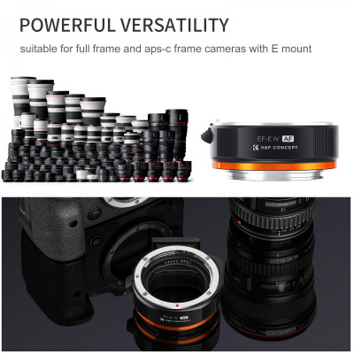 Avatar Shop|K&F Concept Adaptor EF/EF-S-EOS R, Autofocus Electronic, Contacte Placate cu Aur, Control Diafragma, Anti-Shake|K&F Concept