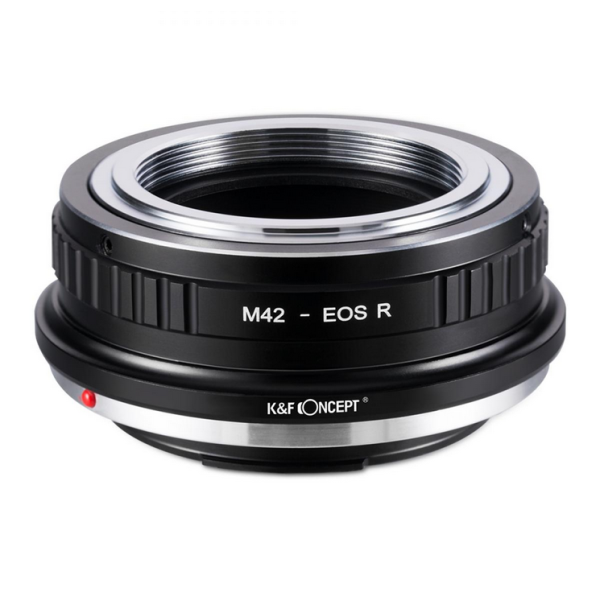 K&F Adaptor Montura M42 la Canon EOS R, Aliaj Cupru si Aluminiu, Control Manual Focus si Diafragma, Marcaj Rosu Aliniere