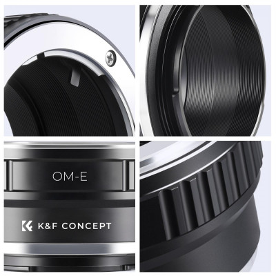 Avatar Shop|K&F Concept Adaptor Obiectiv Olympus OM la Sony E, Constructie din Alama si Aluminiu, Focalizare Manuala, Focus la Infinit|K&F Concept