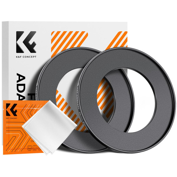 K&F Inel Adaptor Step Up Filtru 55-82mm, Set 2 Bucati, Aliaj Aluminiu Aviatie, Include Laveta Curatare