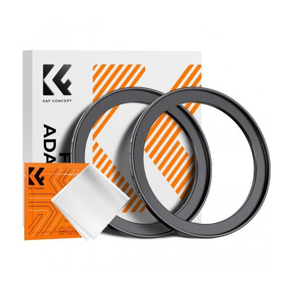 K&F Inel Adaptor Filtru Step Up 72-82mm, Aliaj de Aluminiu Aviatic, Set 2 Bucati, Include Laveta de Curatare