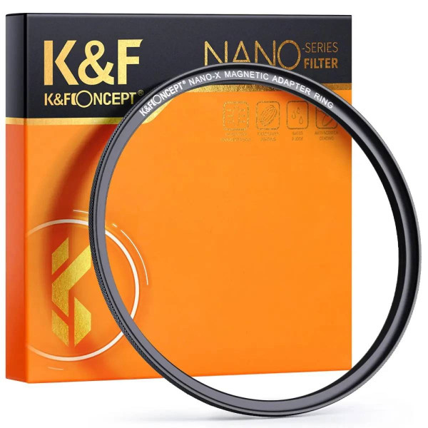 K&F Concept Inel Adaptor Magnetic 62mm, Pentru Filtre Magnetice, Aliaj Aluminiu Aviatie, Tratament Anodizat Negru