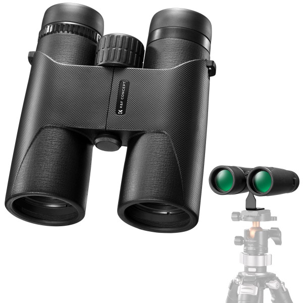 K&F 10x42 Binoclu HD, Prisma BAK4, Rezistent la Apa IP68, Lentile FMC, Adaptor Trepied
