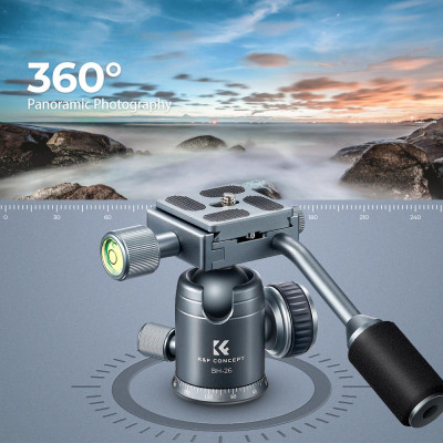 Avatar Shop|K&F 26mm Cap Bila Trepied din Metal, Rotire Panoramica 360 Grade, Prindere Rapida 1/4 inch, Sarcina Maxima 8kg|K&F Concept