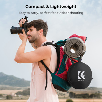 Avatar Shop|K&F Concept Reflector Foto 5 in 1, Diametru 56cm, Pliabil, Auriu Argintiu Alb Negru Translucid, Cu Geanta de Transport|K&F Concept