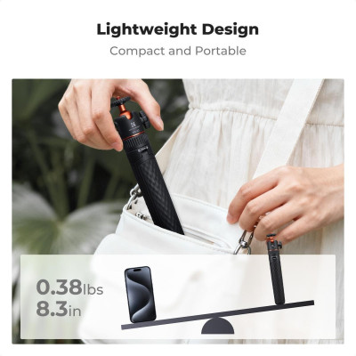 Avatar Shop|K&F 65cm Stativ Desktop si Selfie Stick, Cap Bila 360°, Extensie 24cm-65cm, Greutate 175g, Filet 1/4 inch, Montura Cold Shoe|K&F Concept