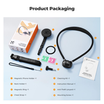 Avatar Shop|K&F Concept Suport Gat pentru Telefon, Montare Magnetica 2-in-1, Tub Silicon 66cm, Rotatie 4 Unghiuri, Compatibil MagSafe|K&F Concept
