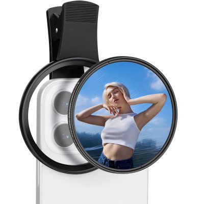 K&F 67mm Filtru Clip-on ND2-32 pentru Telefon, Densitate Neutra Variabila 5 Trepte,...