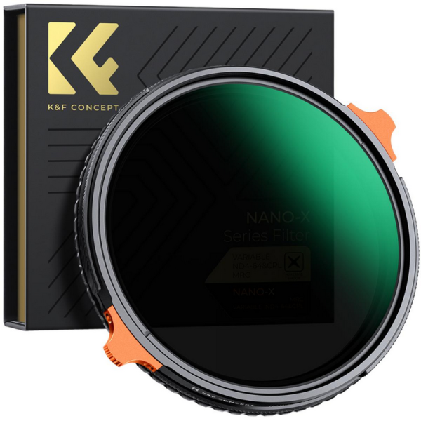 K&F 77mm Filtru ND Variabil ND4-ND64 si CPL 2 in 1, 2-6 Stops, 28 Straturi Anti-Reflex, Rama Aluminiu