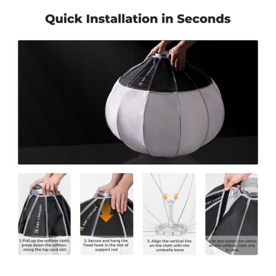Avatar Shop|K&F 85CM Softbox Lantern, Design Sferic 360°, Unghi Fascicul 270°, Montura Bowens, Pliere Rapida|K&F Concept