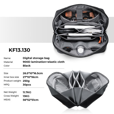 Avatar Shop|K&F Concept Alpha Sling 4L Geanta Depozitare Digitala, 23 Compartimente, Nailon Impermeabil, Deschidere 120 Grade, Greutate 250g|K&F Concept