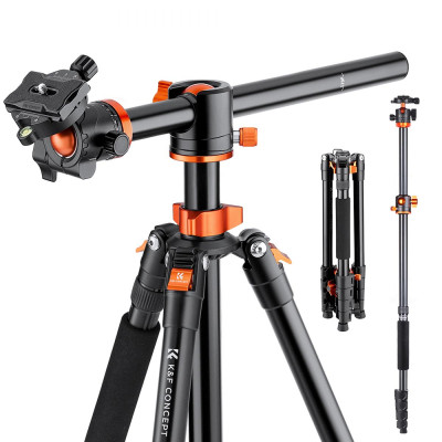 K&F T255A3+BH-28L Trepied Foto Aluminiu, Coloana Centrala Transversala 360°, Cap Bila...