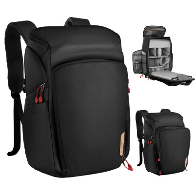 Avatar Shop|K&F Concept Rucsac Foto Nature Wander 01, Capacitate 25L, Compartiment Laptop 16 Inch, Husa de Ploaie, Negru si Rosu|K&F Concept