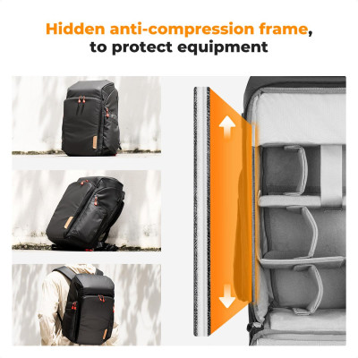 Avatar Shop|K&F Concept Rucsac Foto Nature Wander 01, Capacitate 25L, Compartiment Laptop 16 Inch, Husa de Ploaie, Negru si Rosu|K&F Concept