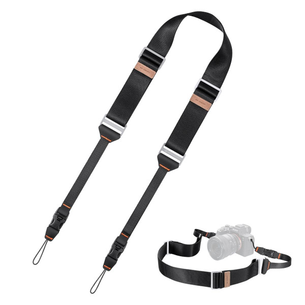 K&F Concept Curea Gat Camera, Latime 45mm, Eliberare Rapida, Carabiniera Siguranta UTX, Nylon Ranforsat, Negru