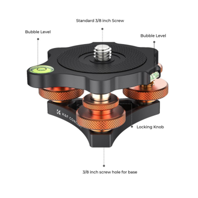 Avatar Shop|K&F Nivela pentru Cap Trepied, Aluminiu Aeronautic CNC, Unghi Ajustare +/-5°, Capacitate 15kg, Greutate 0.2kg|K&F Concept