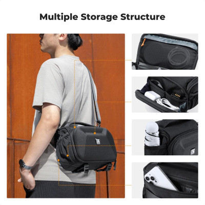Avatar Shop|K&F Concept Geanta Foto Sling, Marime M, Rezistenta la Apa, Carcasa Rigida EVA, Suport Trepied, 764g|K&F Concept