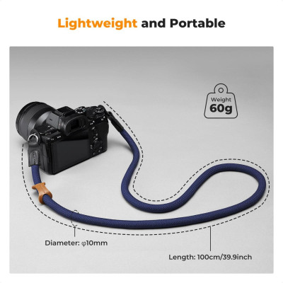 Avatar Shop|K&F Concept Curea Foto Urban Wander 05 Deep Blue, Pentru DSLR si SLR, Nailon Premium, Piele Naturala, Inele Otel Inoxidabil|K&F Concept