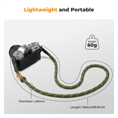 Avatar Shop|K&F Concept Urban Wander 05 Green Curea Umar Camera, Nylon Premium, Detalii Piele Naturala, Inele Otel Inoxidabil,|K&F Concept