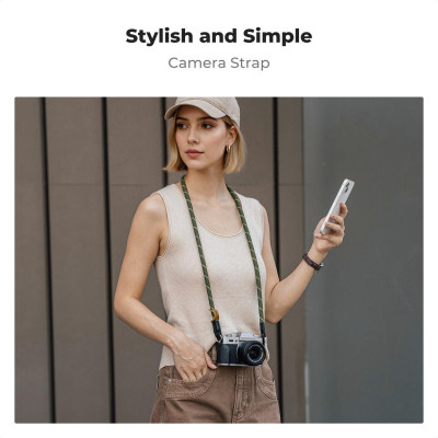 Avatar Shop|K&F Concept Urban Wander 05 Green Curea Umar Camera, Nylon Premium, Detalii Piele Naturala, Inele Otel Inoxidabil,|K&F Concept