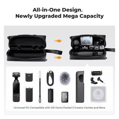 Avatar Shop|K&F Geanta de Transport pentru DJI Osmo Pocket 3, Compartimente Dedicate, Rezistenta la Apa, Protectie Anti-Praf si Socuri|K&F Concept