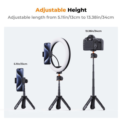 Avatar Shop|K&F MS02 Trepied Telefon, Inaltime 34cm, Cap Sferic 360 Grade, Telecomanda Bluetooth, Sarcina 2kg, Greutate 97g|K&F Concept