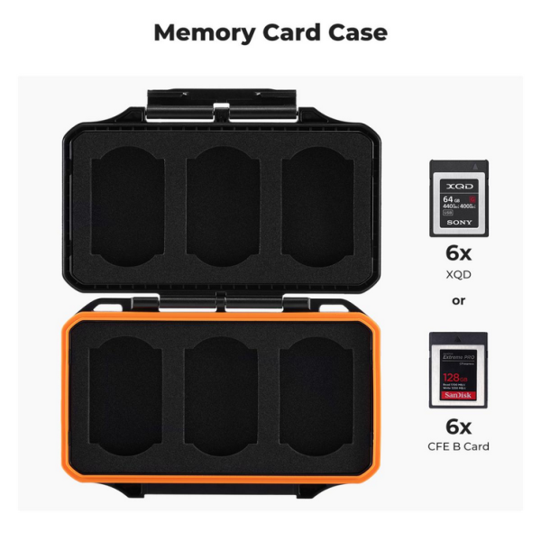 K&F Concept Suport Card XQD Cfexpress Type-B, 6 Sloturi, Rezistent la Apa, Carcasa ABS, Captuseala EVA