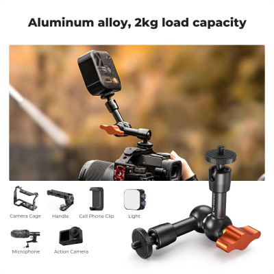 Avatar Shop|K&F Concept Brat Magic Arm Ajustabil 6 inch, Super Clamp, Filet 1/4 si 3/8, Rotire 360 Grade, Sarcina Maxima 2kg|K&F Concept