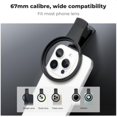 Avatar Shop|K&F Concept Clema Telefon cu Filet Universal 67mm, Montare Rapida Fara Scule, Design Clip Spate, Compatibil iPhone si Samsung,|K&F Concept