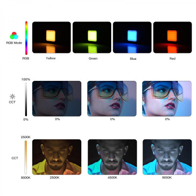 Avatar Shop|K&F Concept Lampa LED Mini Fill Light, 6W, Full-Color RGB, CRI 95, 3200K-6500K, Baterie 2000mAh|K&F Concept